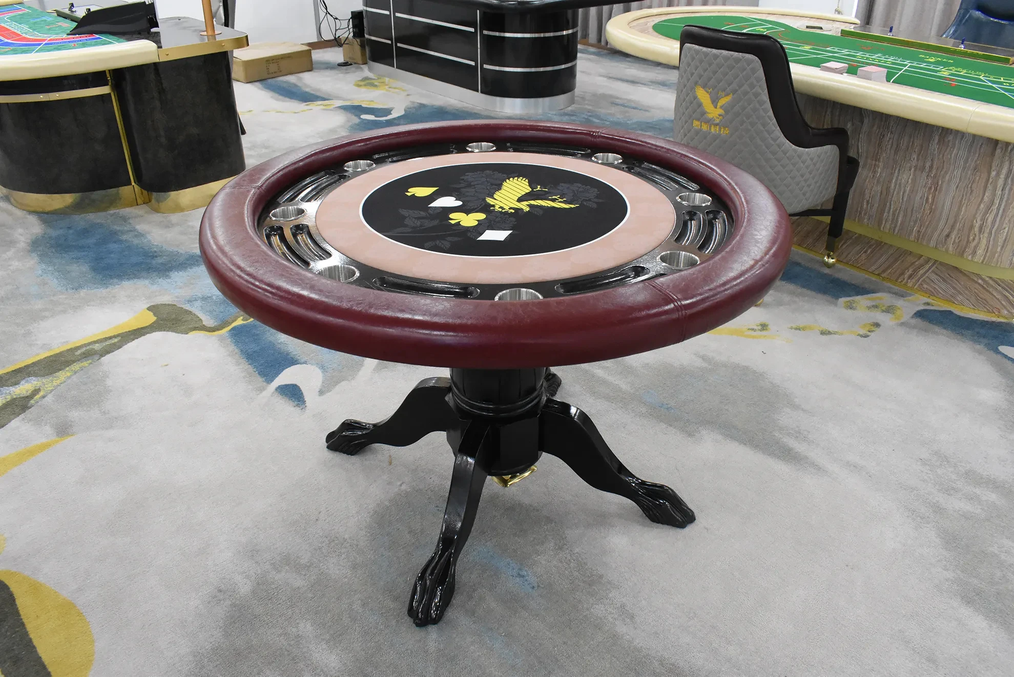 YH 8 игроков Техасский Холден покерный стол казино Деревянный Круглый Покерный с ловушкой