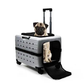 Luxury Multi-Function Durable Plastic Pet Trolley Case Outdoor Portable Pull Rod Dog Bag Quality Pet Carrier for Travel
