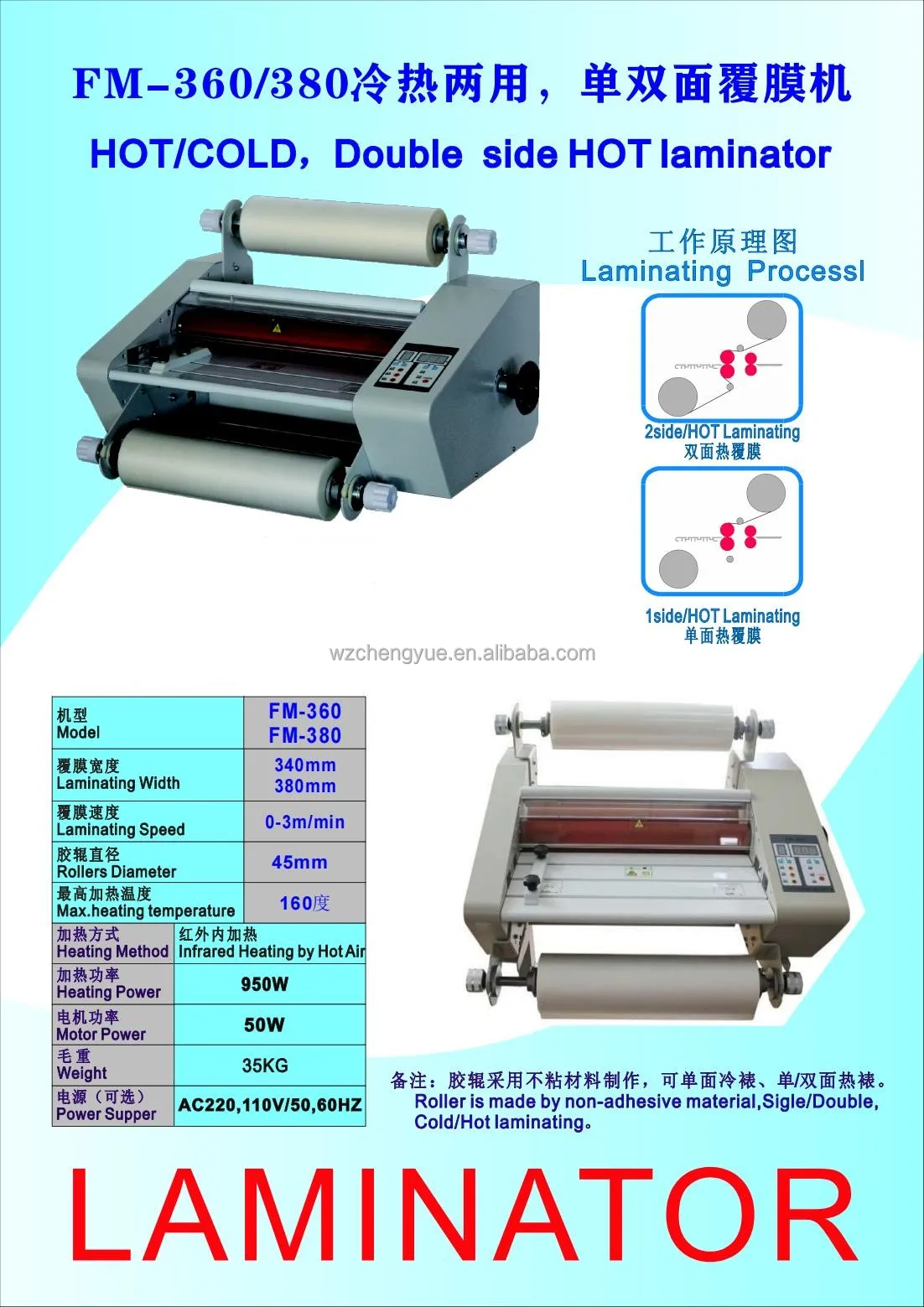 Hot Sale Double Sides Adjustable Speed Manual 440mm 320mm A2 A3 Hot