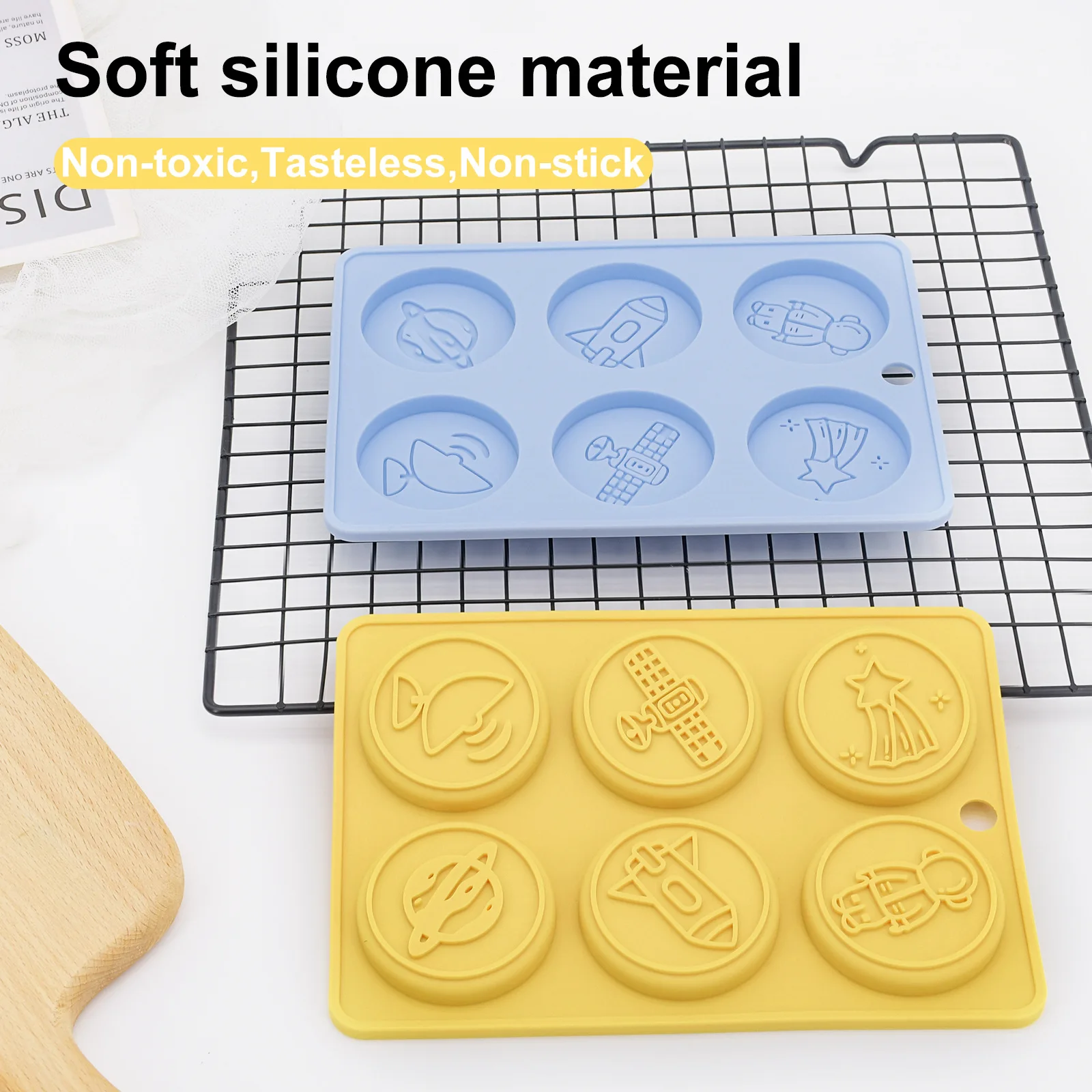 Space Theme Silicone Biscuit Mold Food Grade Platinum Silicone Cake Chocolate Mould, BPA Free DIY Baking Tool for Oven Microwave manufacture