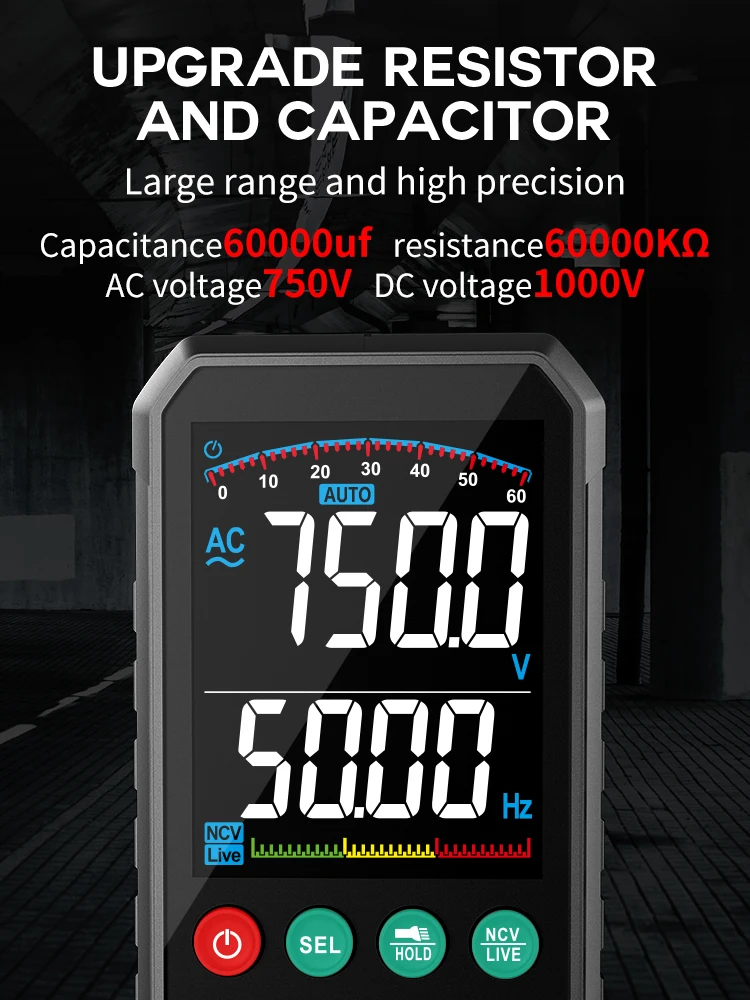 Mastfuyi Professional High Precise 6000 Counts 1000V AC DC Digital Multimeter Ohm Hz NCV Live C UF Duty Multimetro Voltage Meter