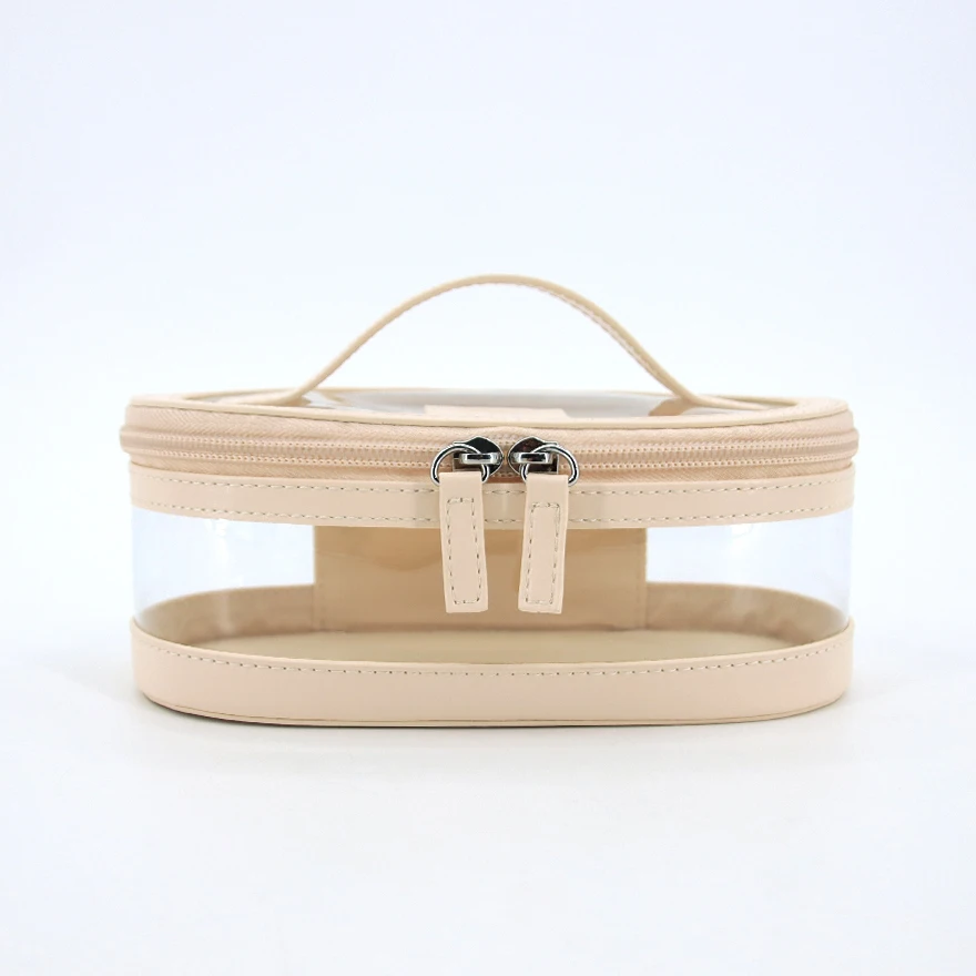 Dameportabel mini make-uppose, ny design i PU-lær, reisekosmetikkboks med stor glidelås til lipstick, toalettartikler, pensler og oppbevaring