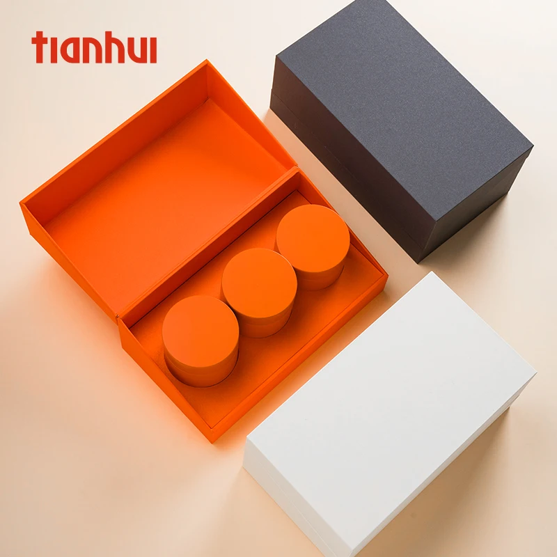 Caja de cartón vacía Tianhui, cajas de embalaje con tapa abatible personalizadas, contenedores de té de hojas sueltas, conjunto de embalaje de regalo