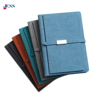 Hot Sale A5 Business Card Notebook Set Custom Logo PU Leather Meeting Notepad Magnetic Style Saddle Stitching Linen Gift Box Set