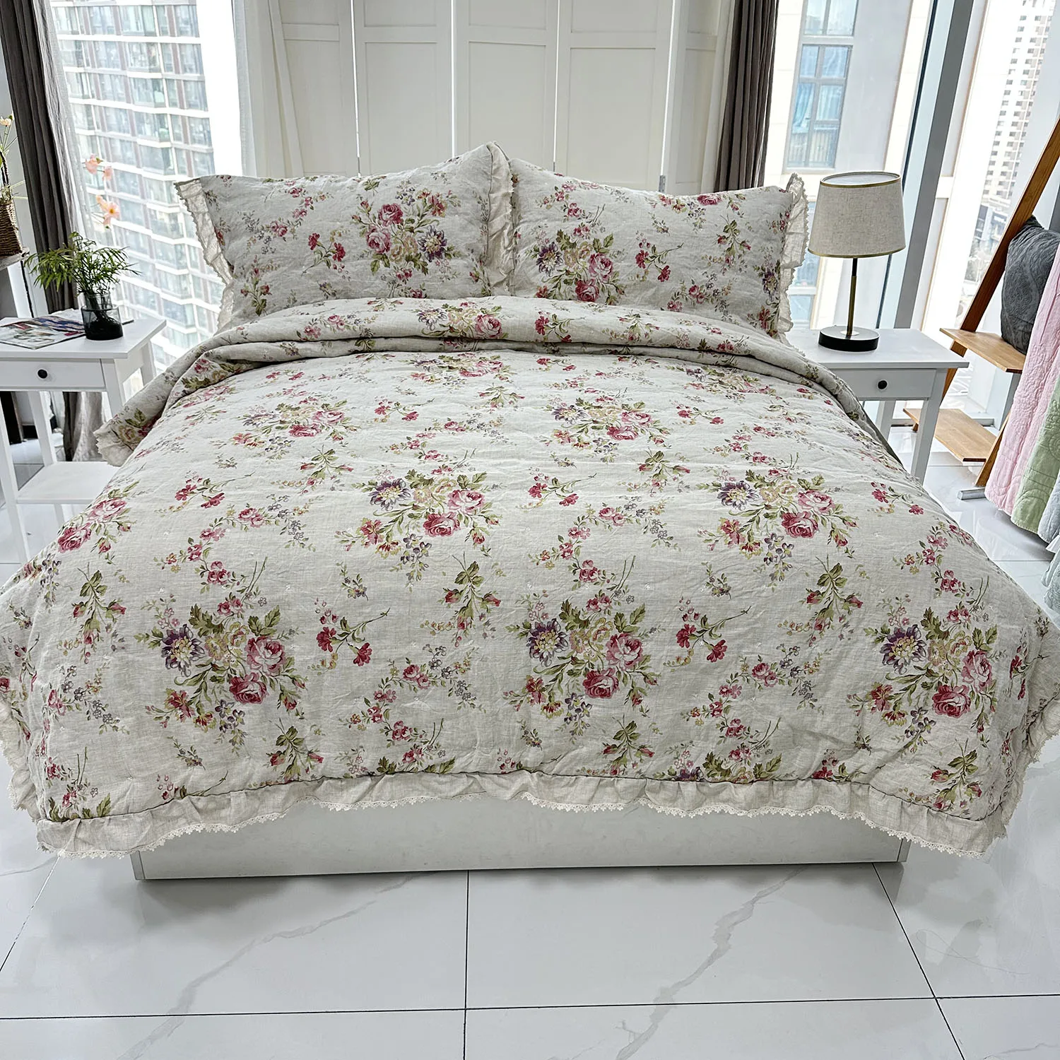 Venta al por mayor King Size Colchas Ropa de cama Edredón Set