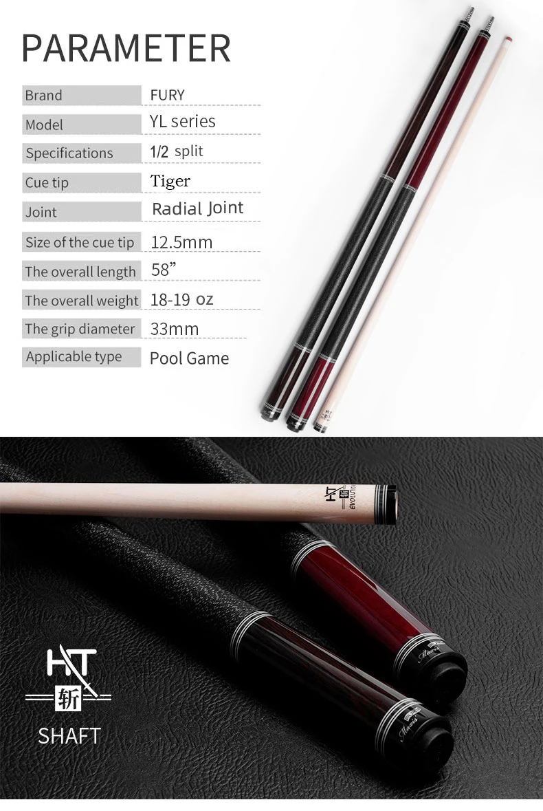 Fury Yl Series Billiard Pool Cue Stick Tecnologia North American Maple