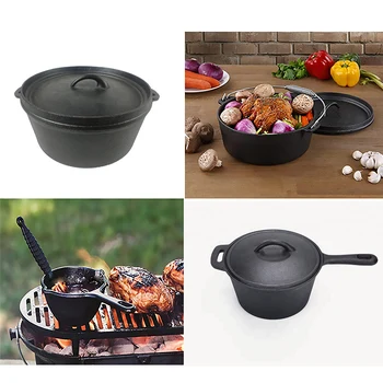 Lot45 lot45 dutch oven camping cooking set 7pc cookware - cast