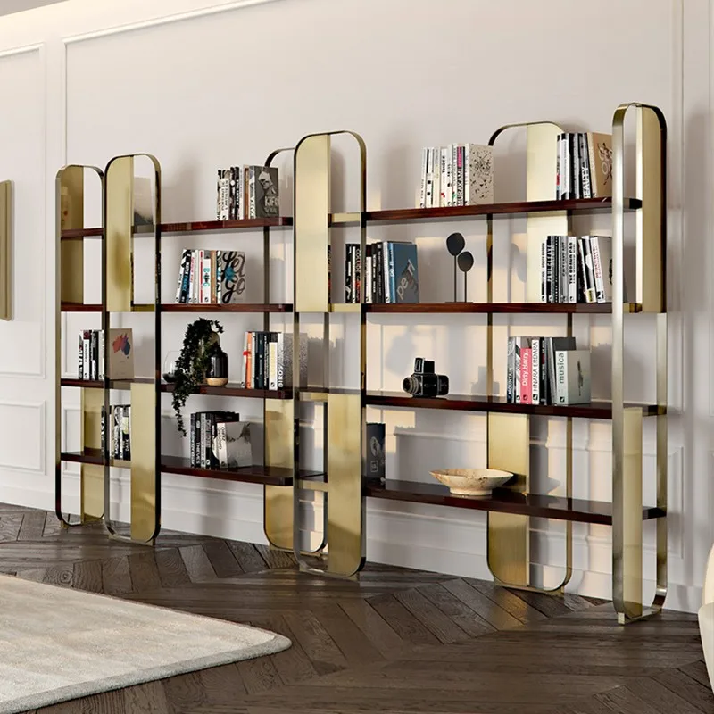 Oem Promotion Modern Luxury Large Metal Bookshelf Stainless Steel Golden Bookshelves Buy