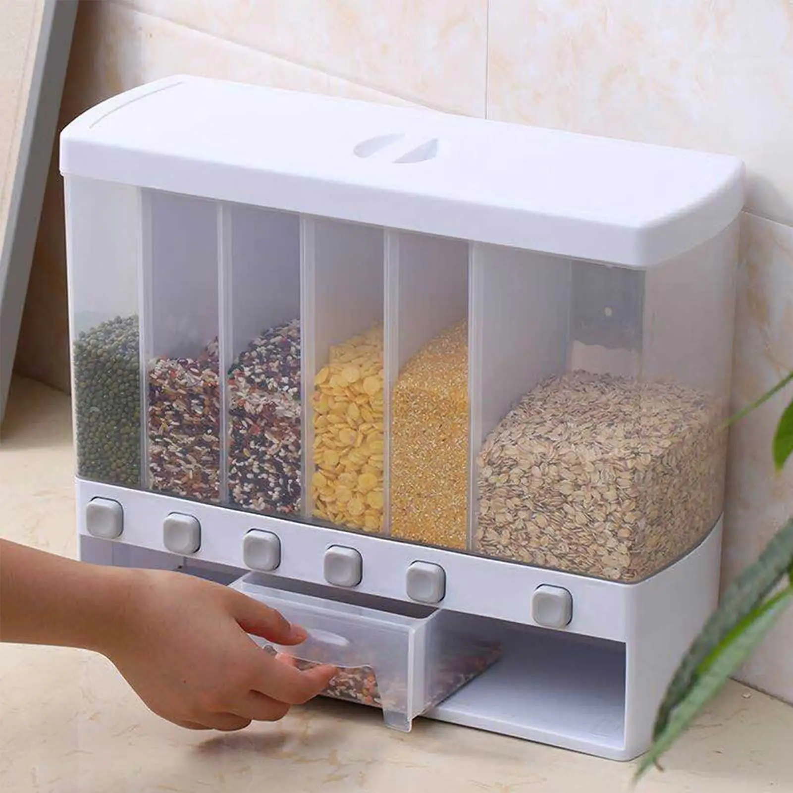 Dry Food Dispenser 6 Grid Cereal Dispensers Food Storage Container Kitchen Storage Tank For Cereal Buy Storage Case Dry Food Dispenser Suitable For Various Types Product On Alibaba Com