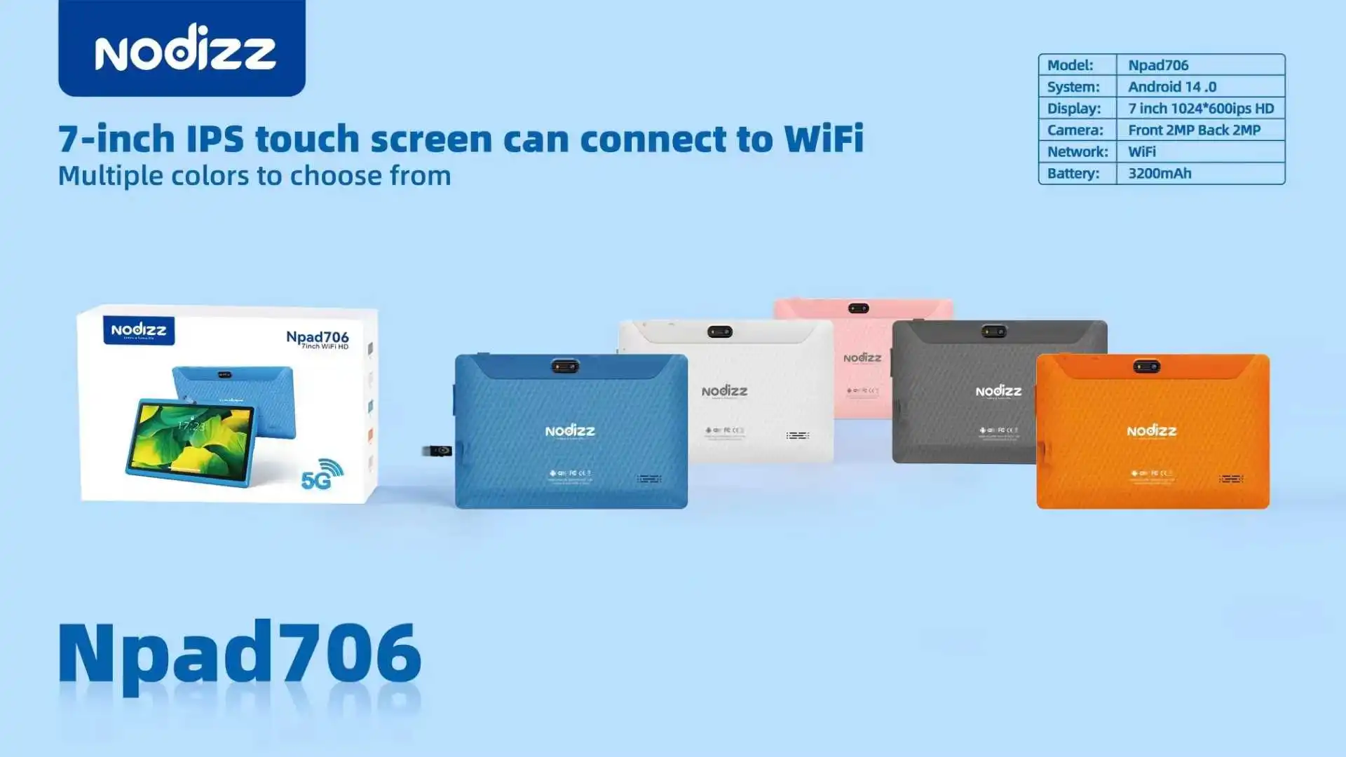 2025 Npad706 7-Inch Kids Tablet PC - Android 14, 4GB+128GB, MTK