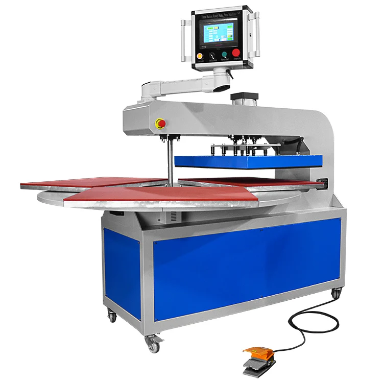 Gaoshang Factory's 3 Station Automatic T-shirt Printing Press Heat Transfer Machine Pneumatic Driven New Condition Price details