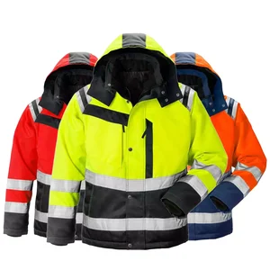 OEM Industrial Construction Mining Coal Oil Worker High Visibility Custom Winter Workwear Work Safety Reflective Hi Vis Jacket