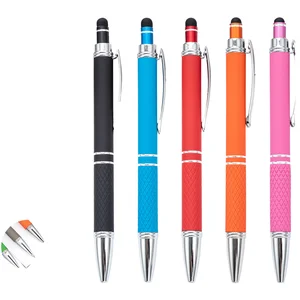 New Model Eco-friendly Retractable Ballpoint Pen Wholesale Office Writing Stationery Silk Screen Printed Customizable Logo Pen