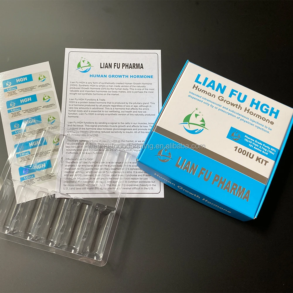 Nice design printed somatropina hgh package empty paper box for 10x2ml  vials hgh ampoules peptide box label and tray