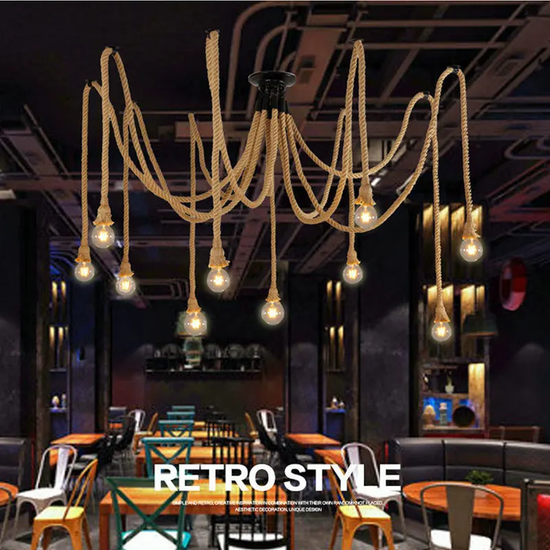Лидер продаж промышленная люстра с шестью десятью головками Подвесная лампа креативный Ресторан Бар магазин светодиодная на веревке