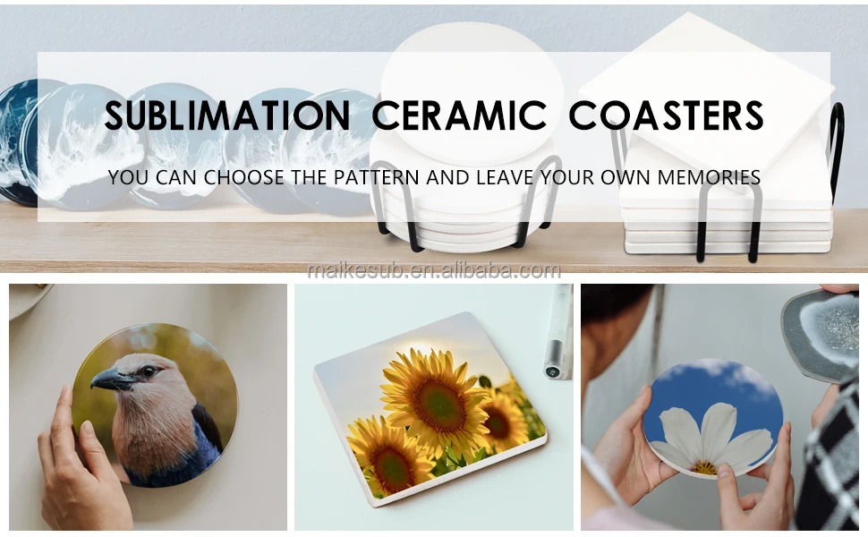 Sublimation Blanks Coaster For Drinks,Absorbent Ceramic Stone Coaster