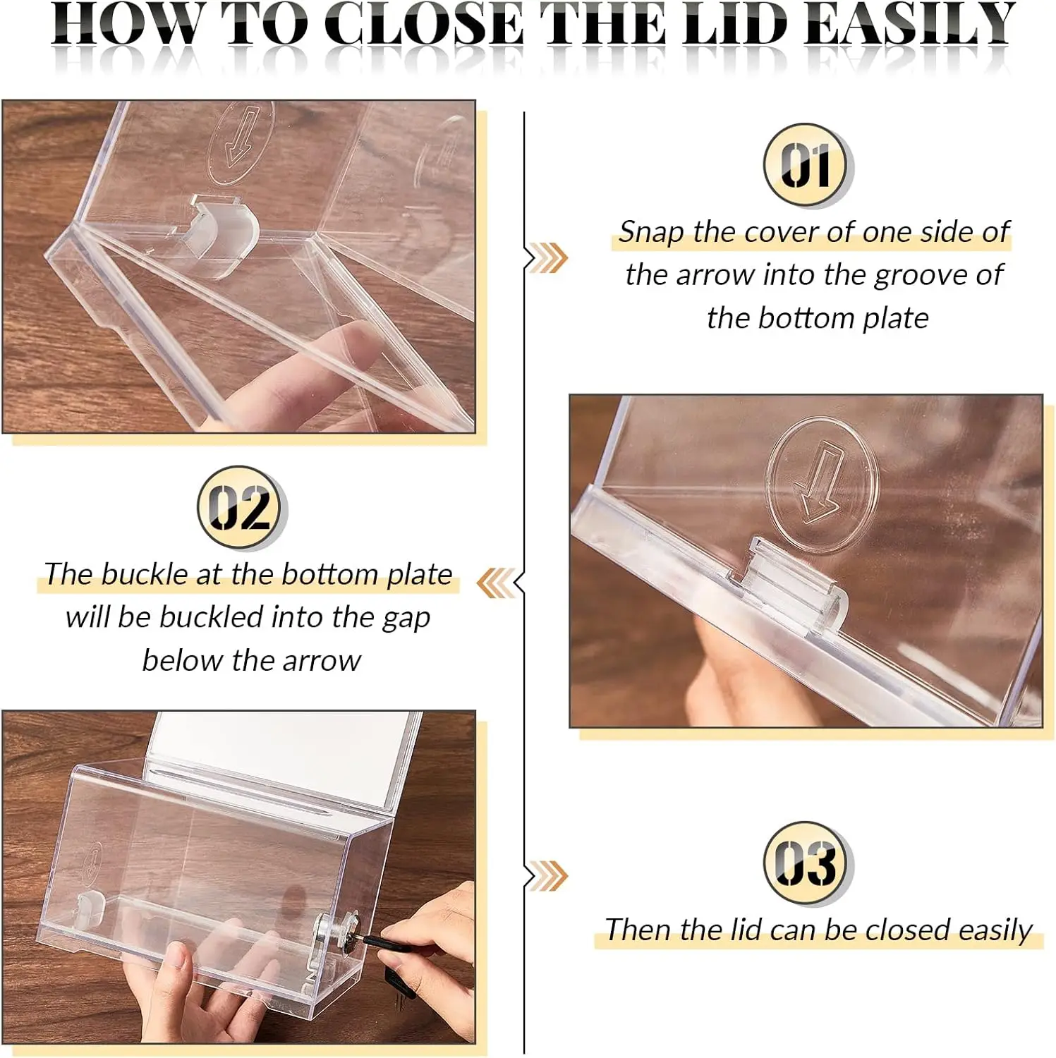 Custom Acrylic Donation Box Suggestion Box Secure Donation Box with Lock Cash Storage Container for Fundraising