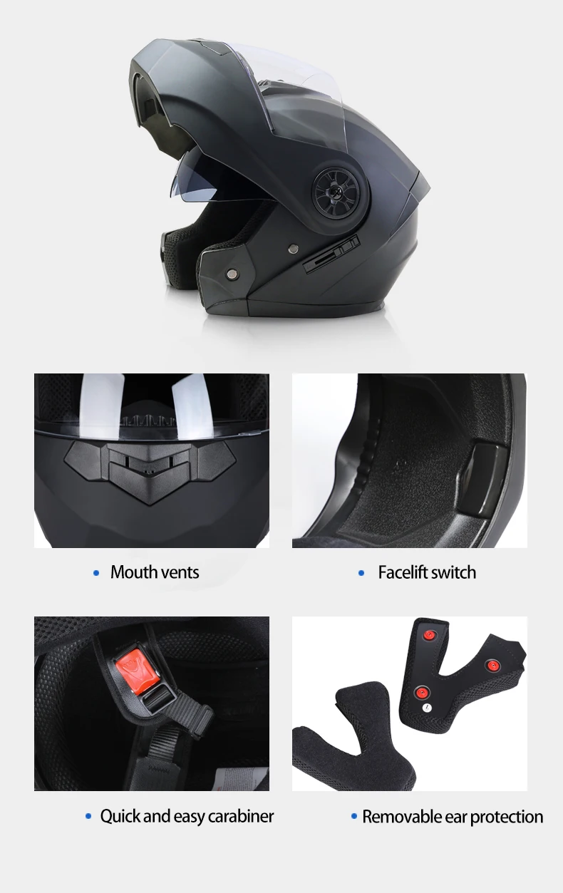 Unique Ece Dot Flip Up Helm Full Face Modular Helmet Dual Sunglasses ...