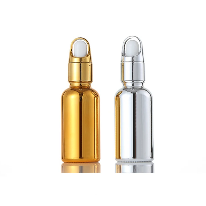 5ml 10ml 15ml 20ml 30ml 50ml 100ml Shiny Electroplate Gold Glass Dropper Bottles for Essential Oil