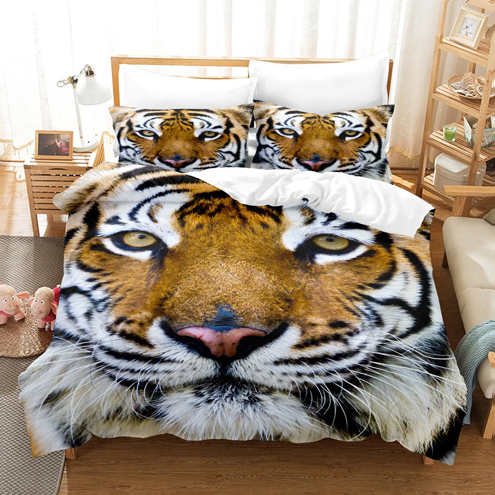 Gute Qualität Druckset Bett bezüge Größe Custom Design Digitaldruck Logo Bettwäsche 3D gedruckte Tiger und Lions-Serie| Alibaba.com