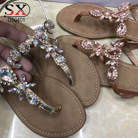 New Sandals Bright Diamond Leisure Outdoor Travel Beach Non-slip Durablelarge Sizeslippers Women