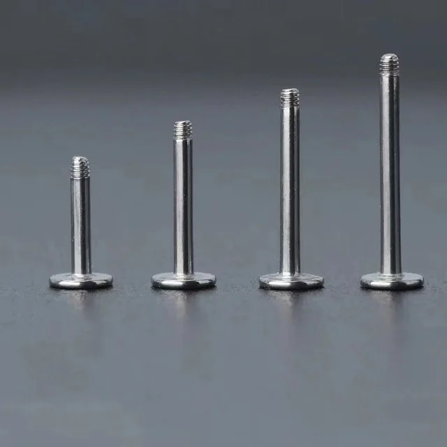 Fashion new accessories F136 titanium alloy lip nail rod G23 titanium flat flat external screw stud rod DIY accessories