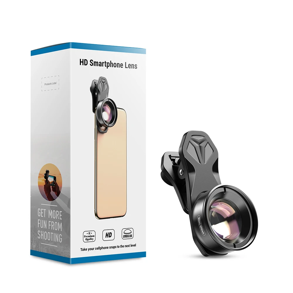 Apexel Best Seller 100mm Macro Glass Phone Lens Portable for iPhone Huawei Mobile Phones Nails Jewelry Eyelashes Photography