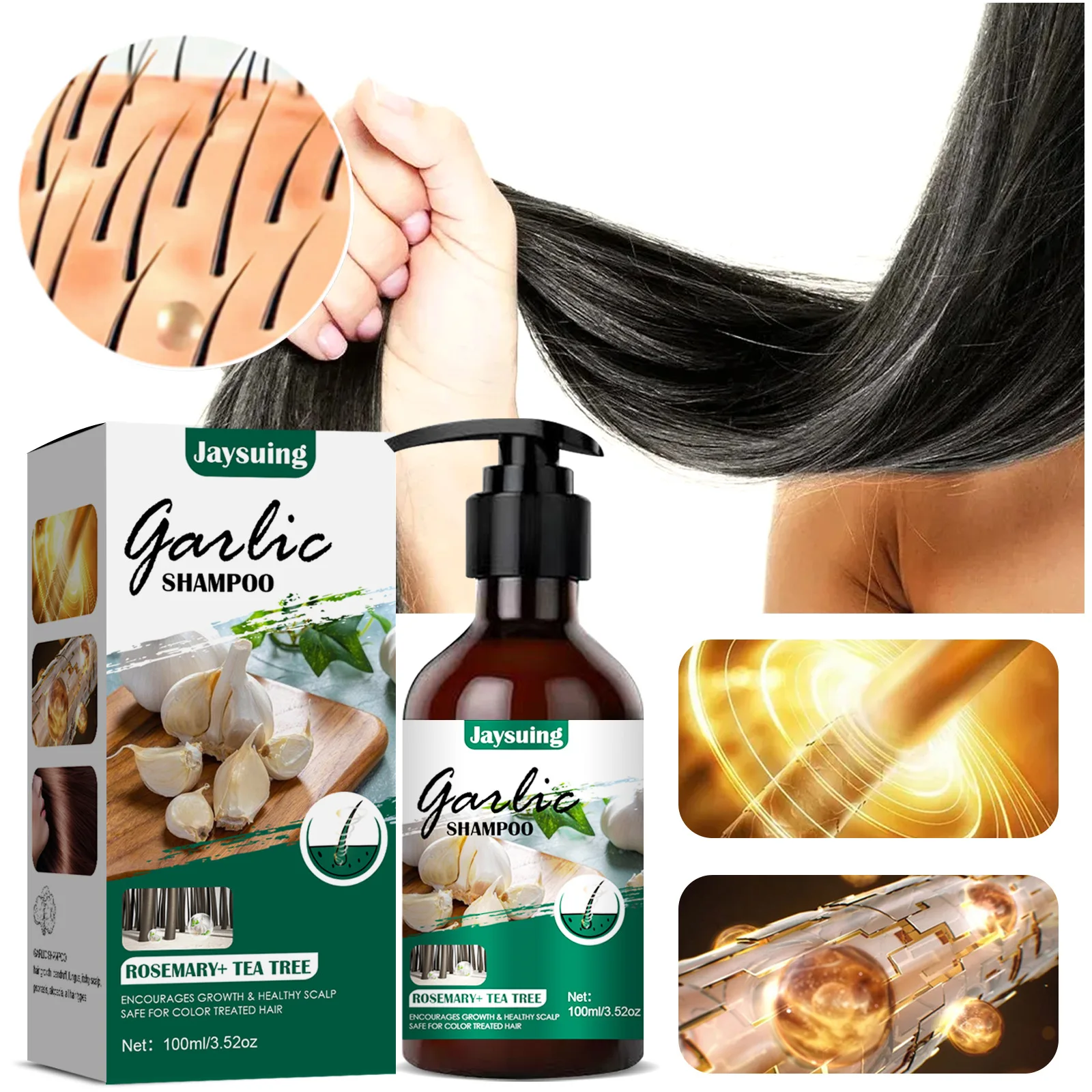 Jaysuing Deep Cleansing Anti Dandruff Hair Growth Anti Hair Loss Garlic