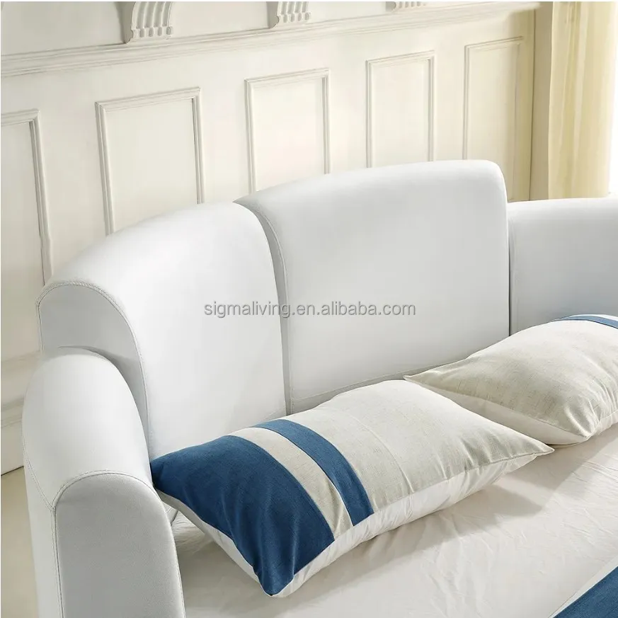 White round platform bed faux leather led light upholstered bed