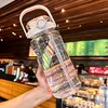 Simple white 1500mlportable double drink cup lid