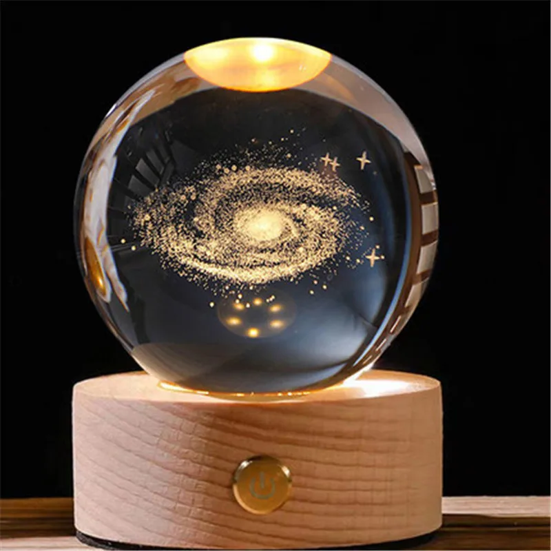 3d Laser Engraved Solar System Crystal Ball Astronaut Planet Globe ...