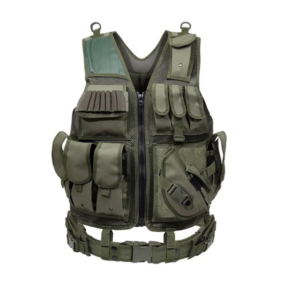 Zhongren Ensemble Gilet Tactique Tactique Pour Airsoft - Gilet Tactique Réglable Protection De Poitrine Molle Pour Paintball Équipement De Combat CS Modulaire Cosplay Entraînement Sur Le Terrain