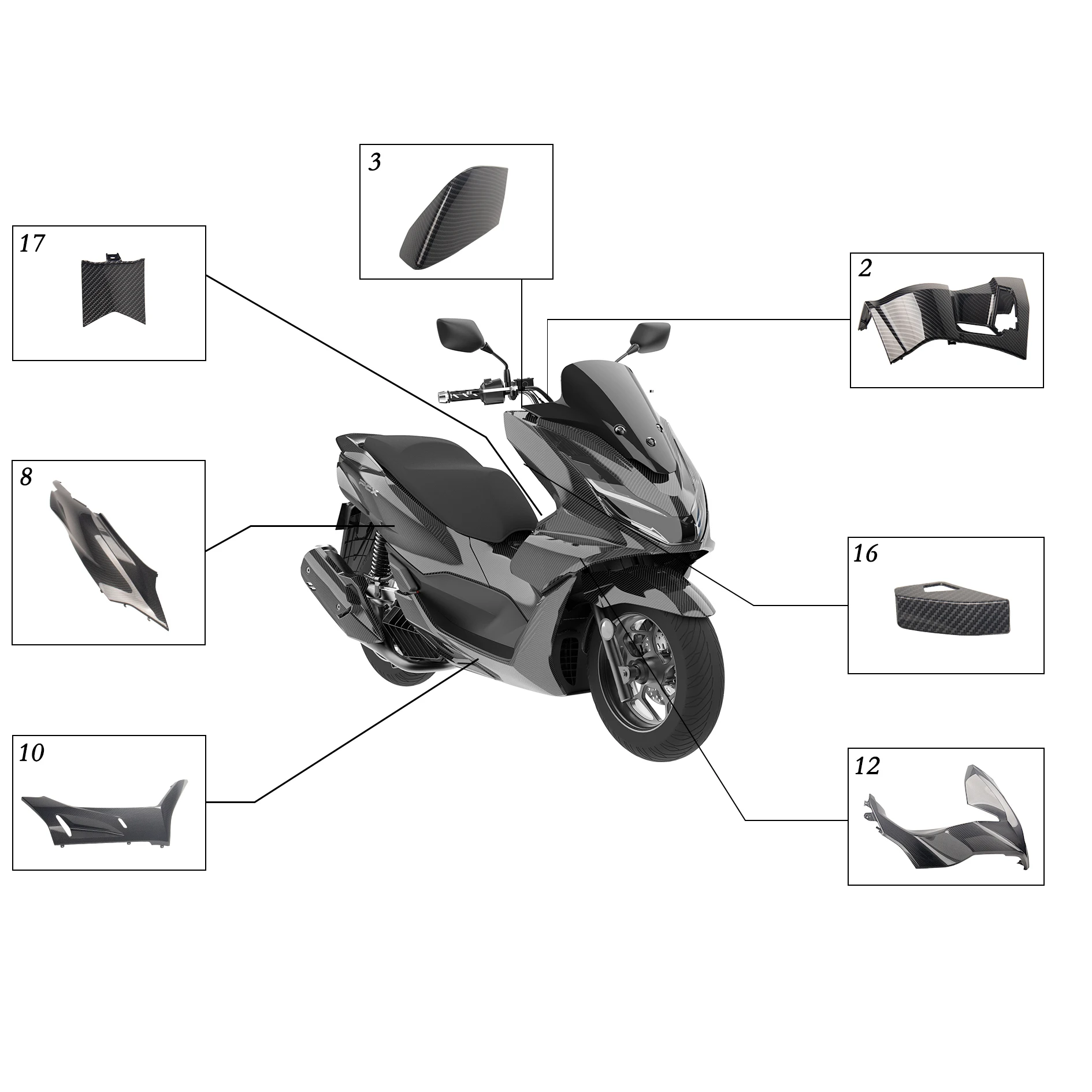 Shark Power PCX125 150用モーターサイクルフェアリングキット Shark Power PCX125 150用モーターサイクルフェアリングキット