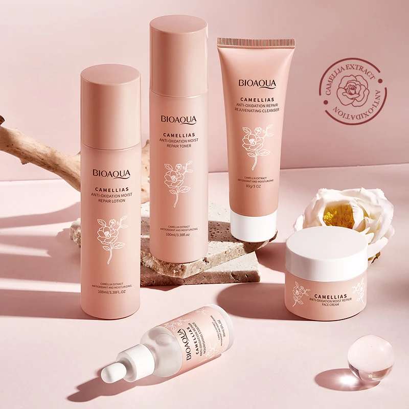 BIOAOUA Camellia Antioxidant Moisturizing Repair 5 Piece Skincare Set Cross Border Trade Wholesale