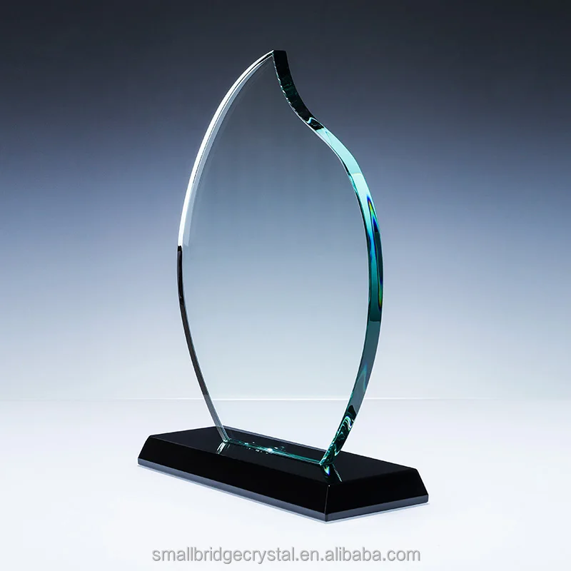 Factory price Cheap blank green Glass trophy awards plaque customize logo factory