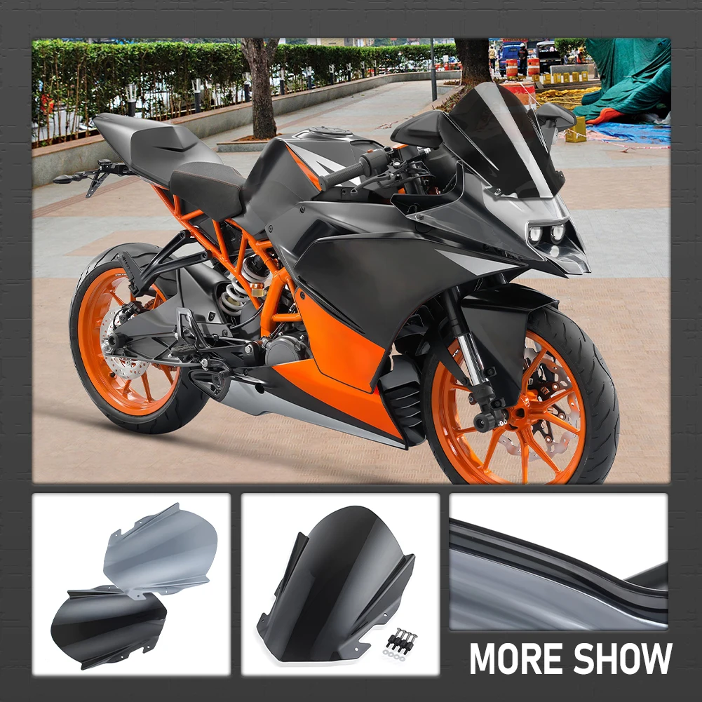 Motorrad Windschutzscheibe Für KTM RC125/200/390 (2022-2023) – Mattschwarz & Getönt, Inkl. Montagesatz
