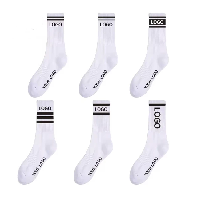 Custom Logo Jacquard Design Crew Socks High Quality Combed Cotton Socks