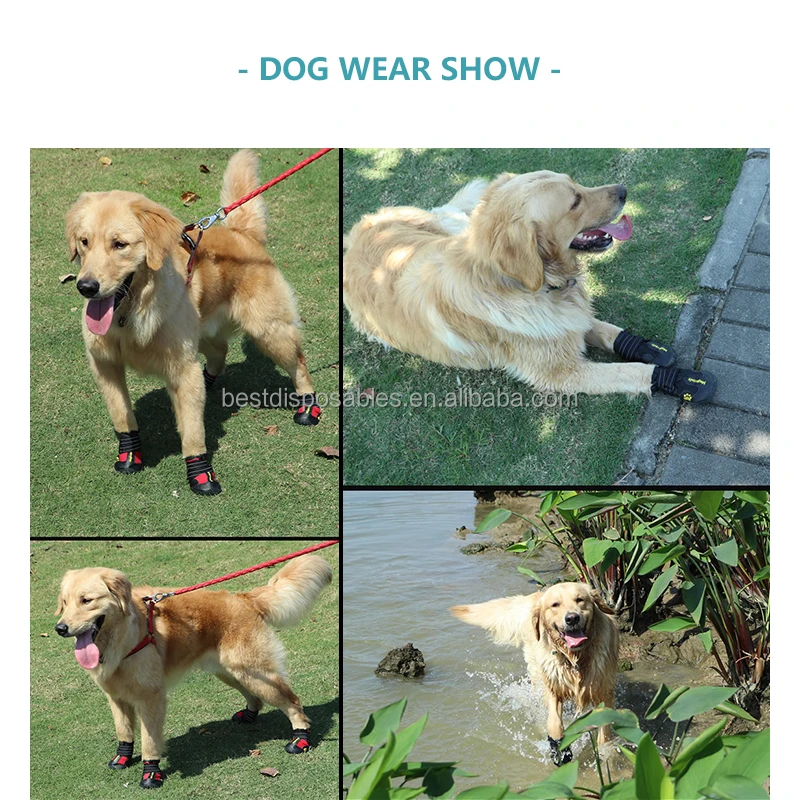 Elastic Strip Waterproof Anti Slip Paw Protector Reflective Dog Boots