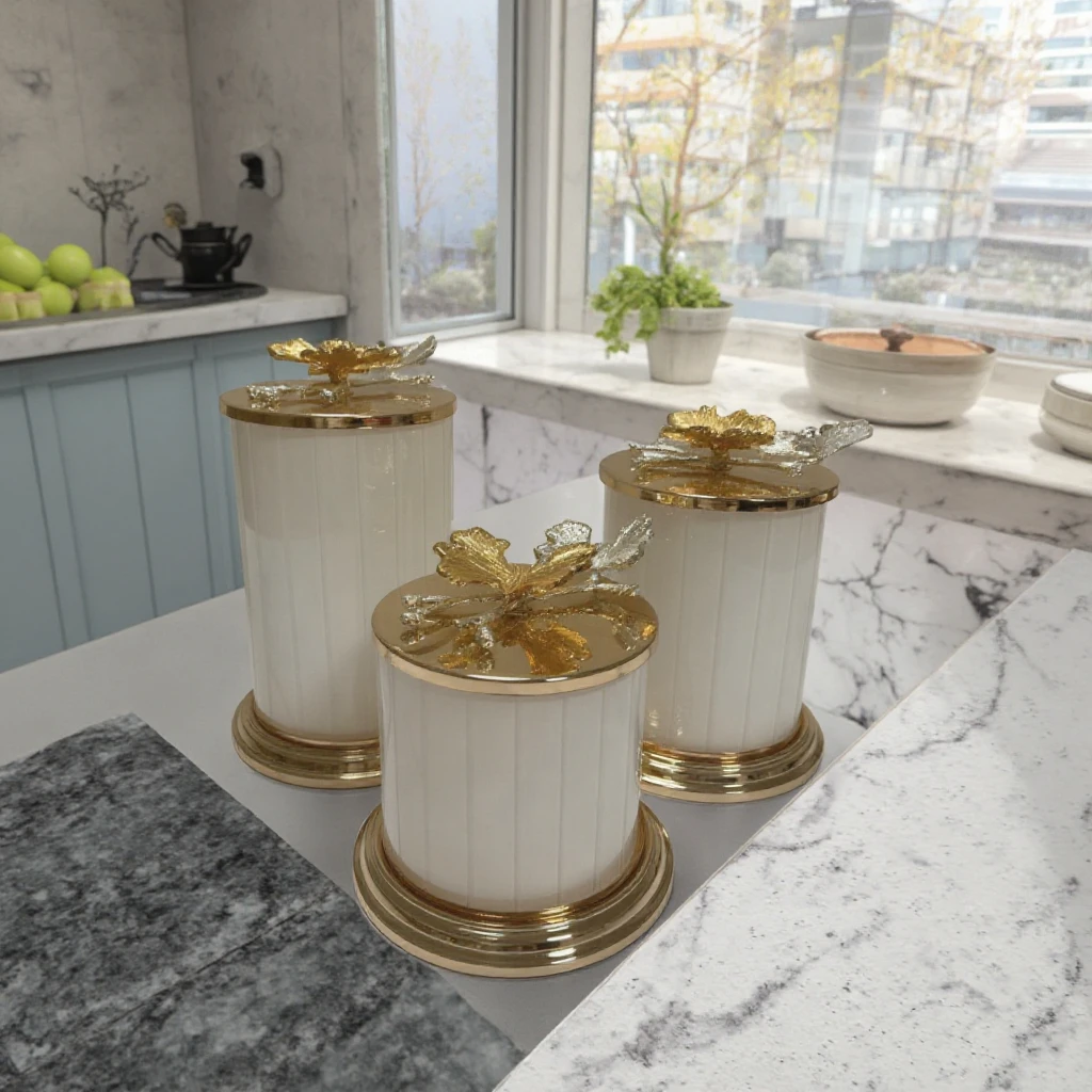 Wholesale Gold White Glass Gifts Elegant Storage Jars