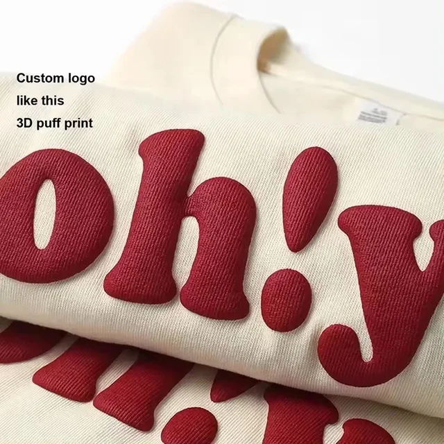 100% Cotton 260 Grams Wholesale High Quality Oversized  t Shirt for Men Custom logo Heavy Tshirt 3D Puff Print T-shirt