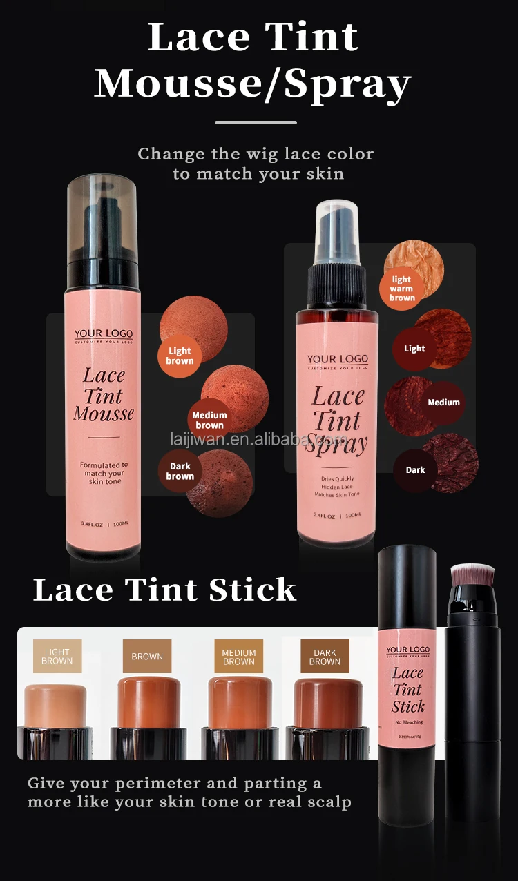 Custom Logo Label Hair Mousse Lace Tint Spray Melting Spray Hair Heat