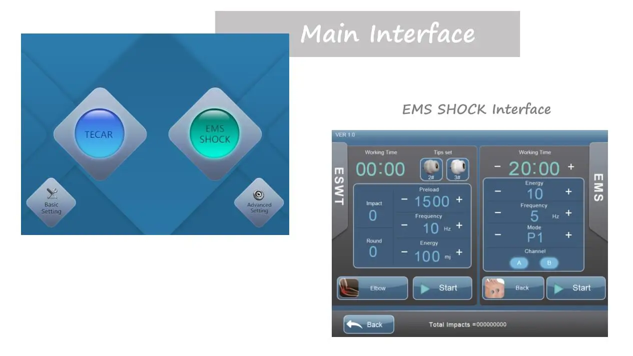 Newest physical shock wave therapy machine 3 in 1 emshock wave smart tecar therapy for pain reduce