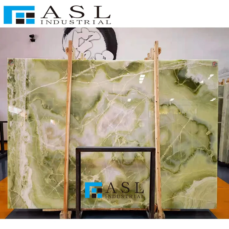 ASL onix verde natural onyx stone slabs low price green marble tiles polished translucent onyx verde onices verdes