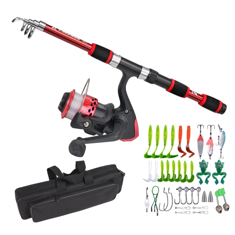 2025 New Rod with Reel Line Lure Kit Portable Bag Telescopic Fishing  Rod Combo for Children Travel Kit