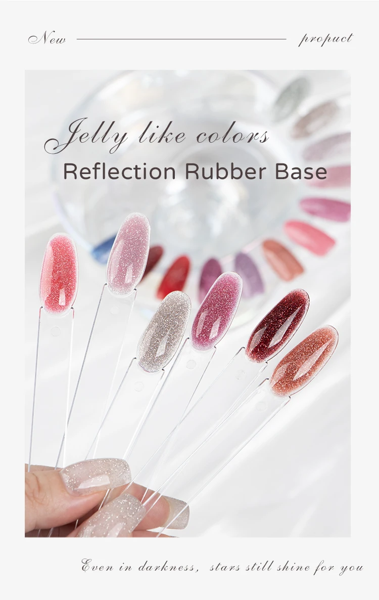 product vinimay high quality sparkle glitter rubber base gel bulk 9 colors set private label reflective rubber base gel for nail art-5