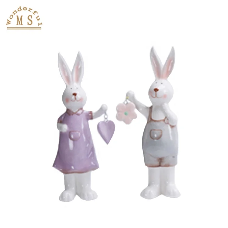 New 2023 Ceramic Easter Bunny Figurine Novel Spring Season Craft and Family Gift For Celebrate Your Holiday Festival