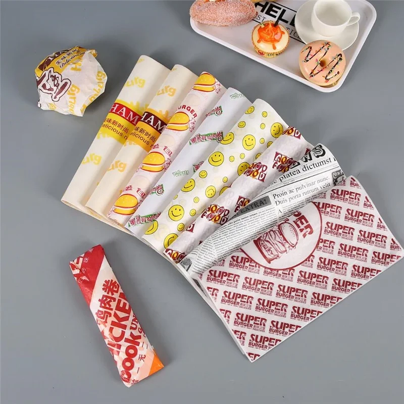 Custom Logo Printed Wax Paper Grease Proof Sandwich Paper – Fastfoodpak