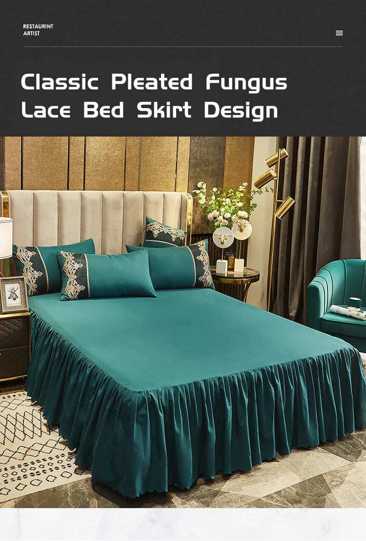 High Quality Modern Style Bed Skirts Polyester Bedspread Printed Bed