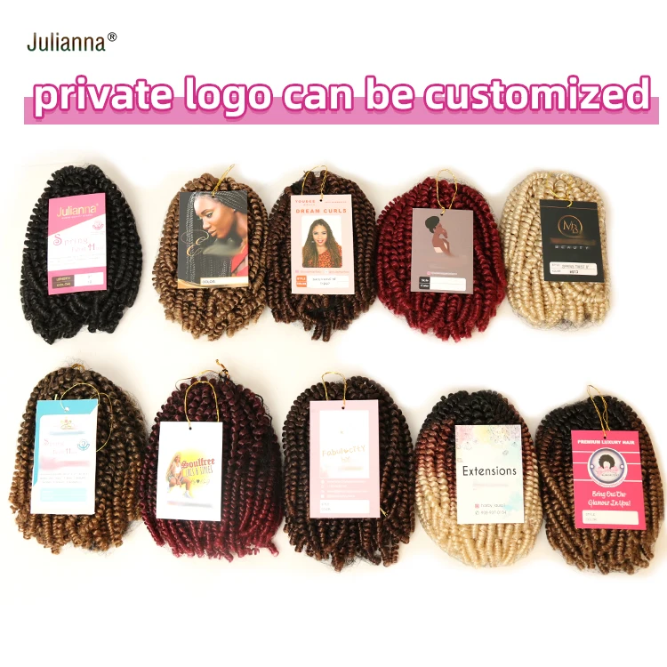 Julianna Wholesale Synthetic Spring Curl Crochet Braids 8 Inch Nubian Hair Products Kenya 12 Inches Spring Twist Braiding Hair