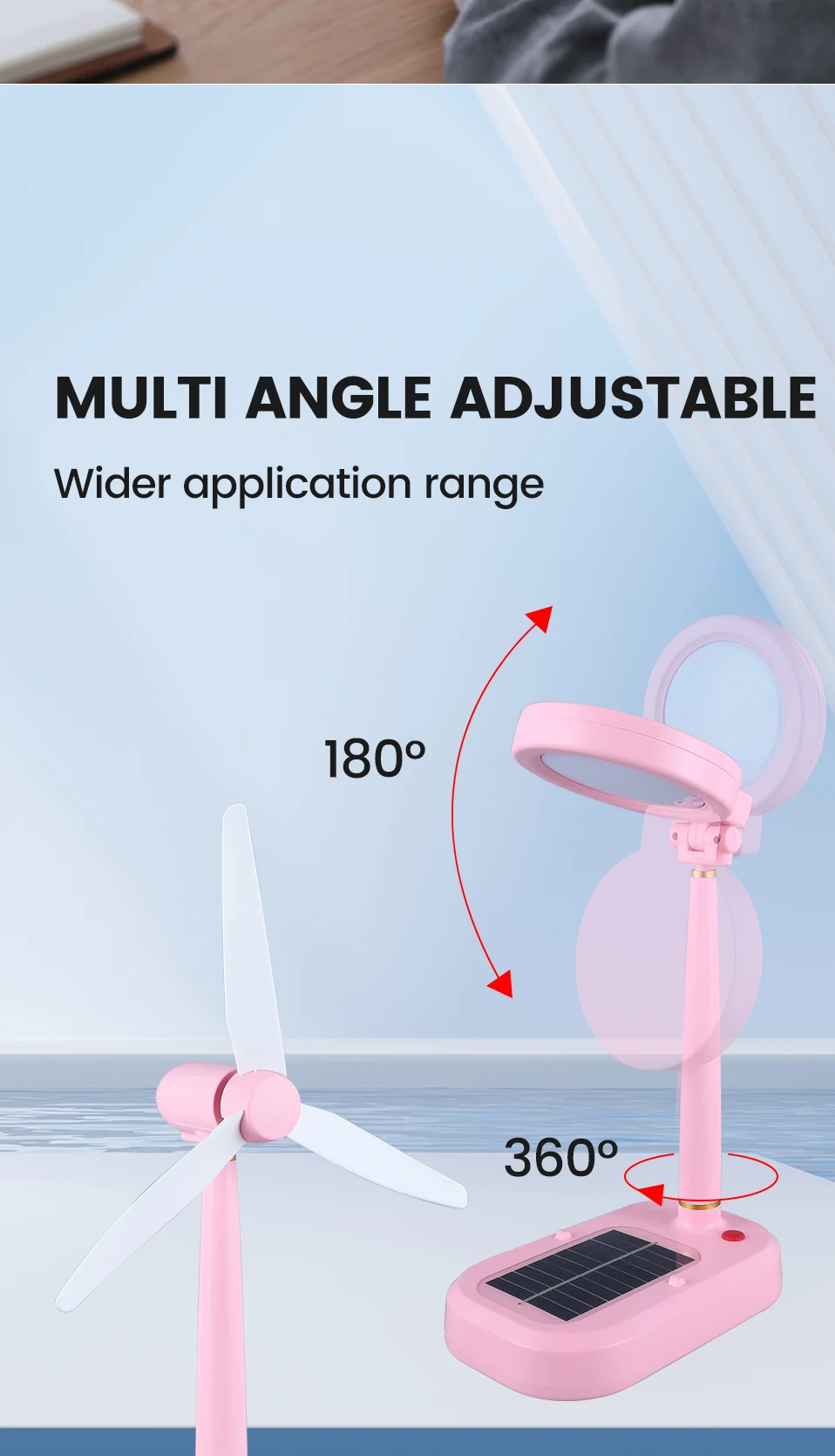 NEW Nordic Design Solar Powered Fan Light USB Rechargeable Emergency Led Night Lights New Modern Led Table Lamp for Study